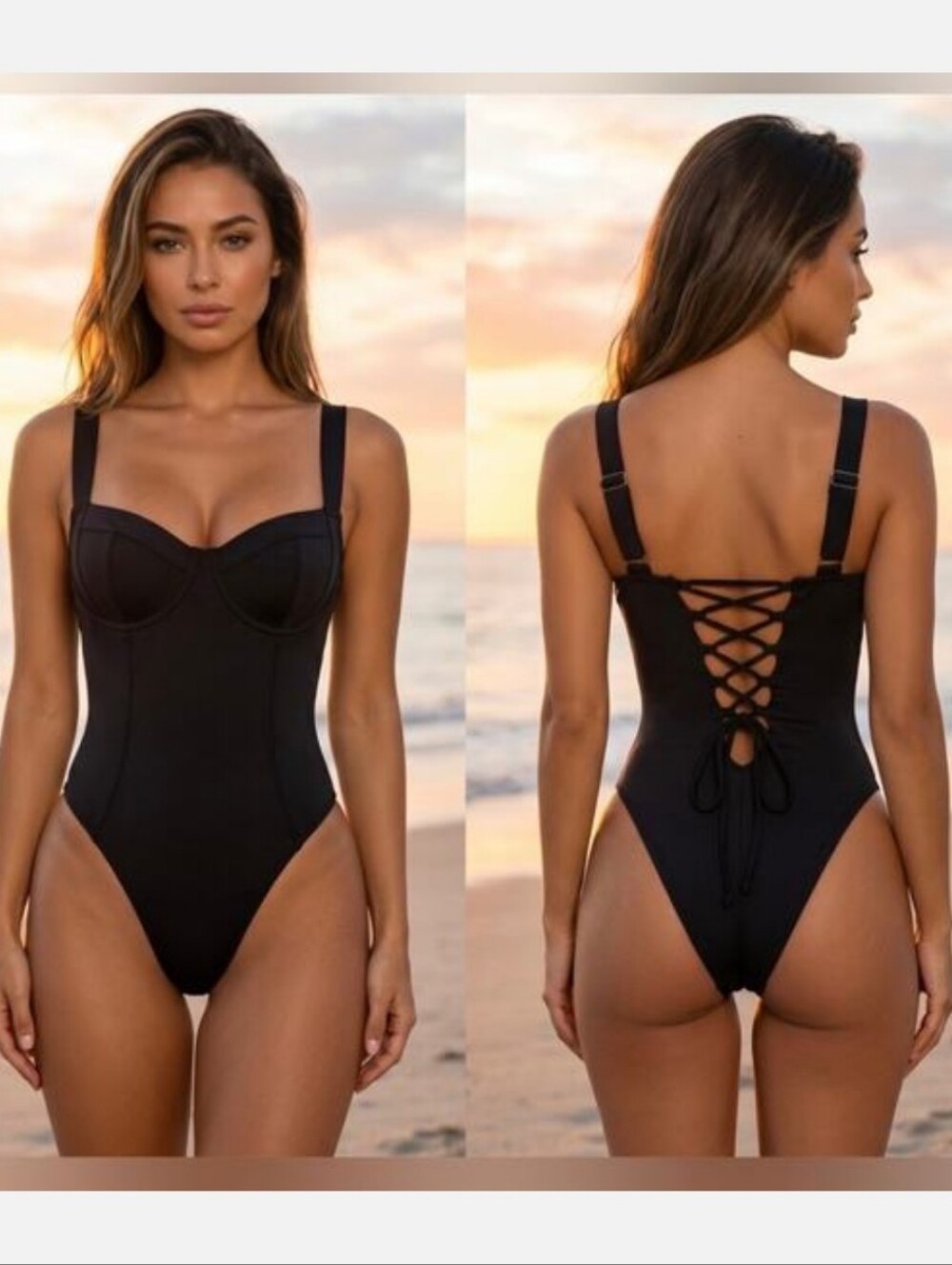 TA3 hi cut Lifty one piece swimsuit black sz L F/G